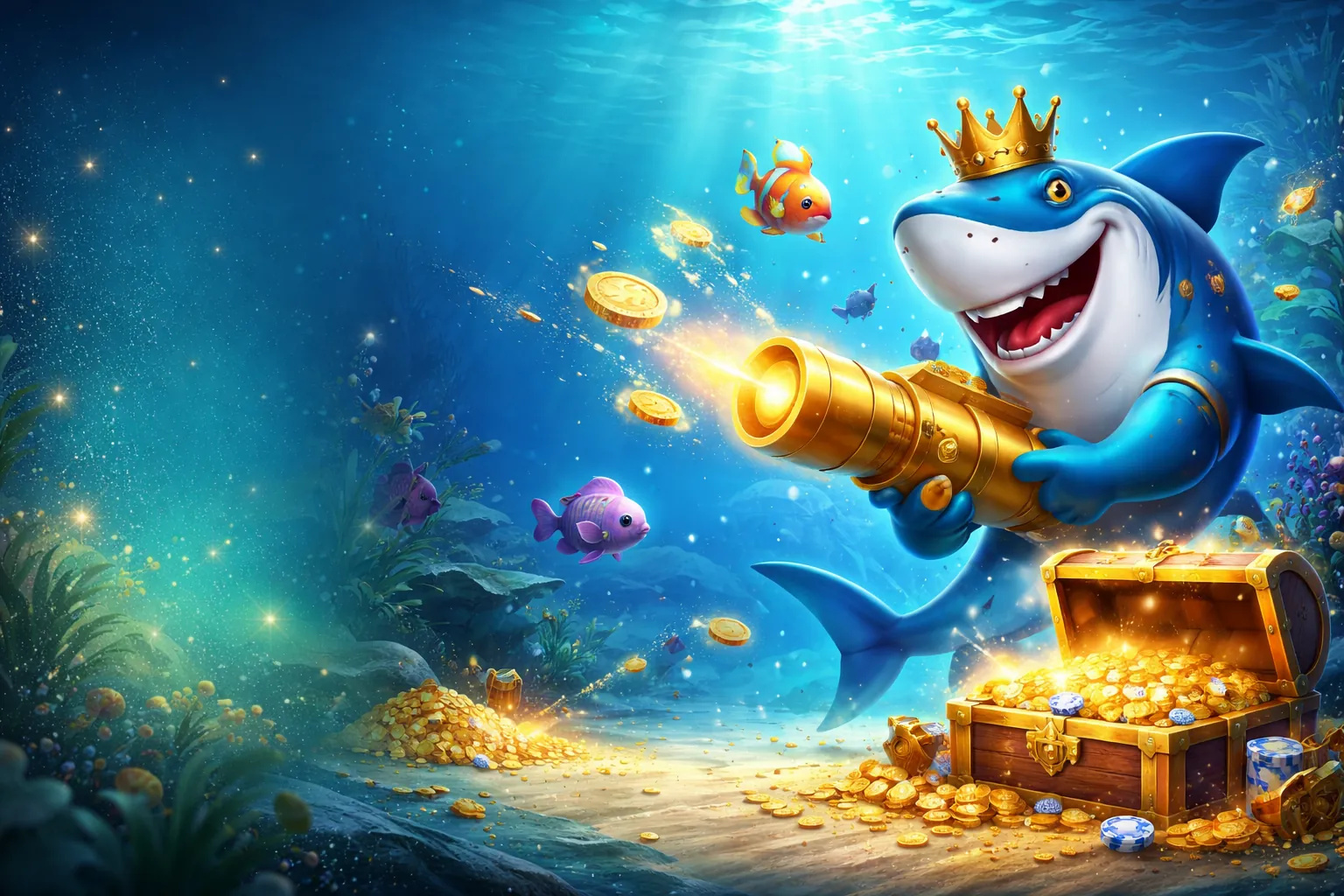 Ngắm bắn mục tiêu lớn trong game bắn cá GA65 Nổ Hũ